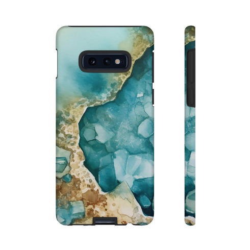 Aquamarine inspired Geode in Watercolor - Impact Resistant Phone Case Samsung Galaxy S10E Matte